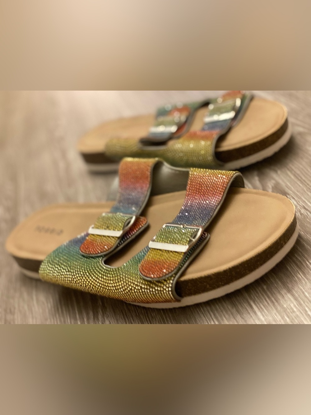 Torrid Rainbow Embellished Double-Buckle Slip-On Sandal Size 11WW